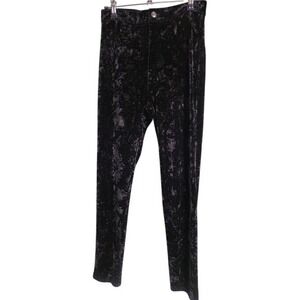 Scoop Black Crushed Velvet Pants Size 4 Slim Fit High Rise Stretchy Cocktail EUC